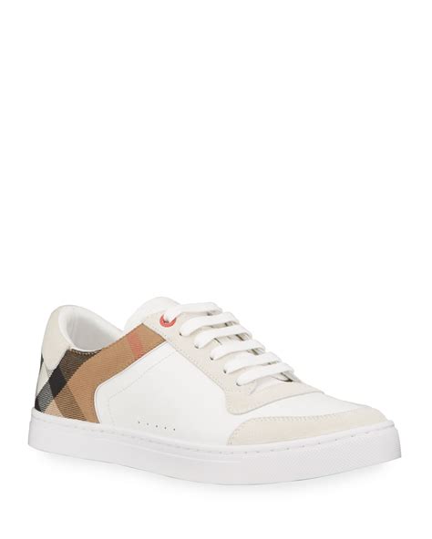 burberry reeth low-top check detail leather sneakers|Burberry Reeth Low.